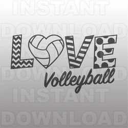 Love Volleyball SVG,Volleyball Heart SVG File -Commercial & Personal Use- Vector Art SVG for Cricut,Silhouette Cameo,iro
