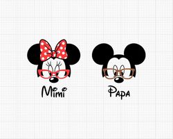 Mimi Papa, Family, Mickey Minnie Head, Grandma Grandpa, Glasses, Svg and Png Formats, Cut, Cricut, Silhouette, Instant D