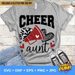 Cheer Aunt Svg, Football Leopard Print Heart Svg, Leopard Glitter Red Cheerleader Svg, Cheer Group Shirts Svg, Iron On P