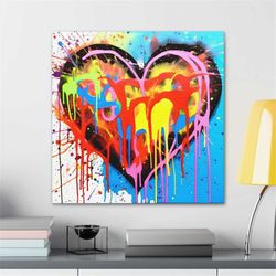 pop art splatter heart canvas print