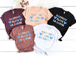 Disney Happiest Place On Earth  Shirt, Colorful Vacay Shirt, Disney Aesthetic Shirt, Disneyworld Shirt, Disney Family Sh