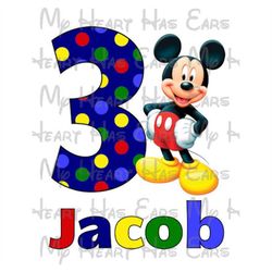 Mickey Mouse polka dots Birthday ANY NAME AGE image png digital file sublimation print Waterslide tshirt design