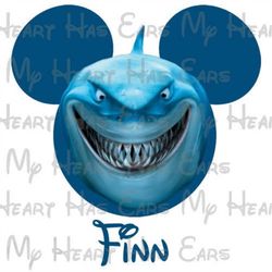 Bruce Finding Nemo Mickey Mouse head ears image png digital file sublimation print Waterslide tshirt design