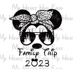 Minnie Mouse aviator glasses bandana Cinderella castle Family trip 2023 image png digital file sublimation print Watersl