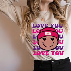 Love You png, Smileyy Face png, Retro Valentine png, Valentine's day png, Valentines Png shirt, Sublimation Designs, png