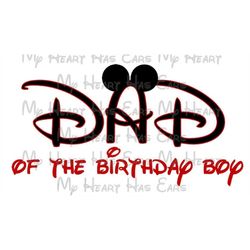 Mickey Mouse ears red and black dad of the birthday boy image png digital file sublimation print Waterslide tshirt desig