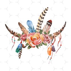 Boho Spring Flowers And Feathers Svg, Flower Svg, Feathers Svg, Spring Flowers Svg, Boho Svg, Birthday Gift Svg, Gift Fo
