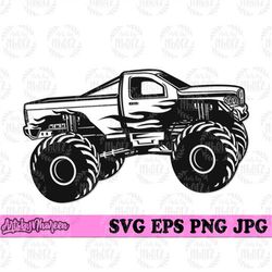 Monster Truck svg, Trucker Dad Clipart, Extreme Sports Stencil, Monster Ride Cut File, Drag Racing dxf, Rider Dad Clipar