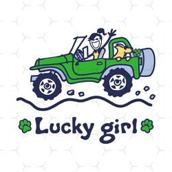 Lucky Girl Svg, Vehicle Svg, Dog Paw Svg, Gift For Girl Svg, Pets Svg, Dog Lover Svg, Green Car Svg, Girl Svg, Funny Gir
