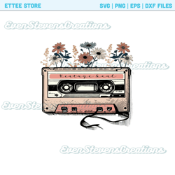 Retro vintage soul cassette tape flowers floral popular best seller trending png svg sublimation design download