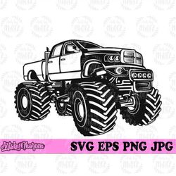 Monster Truck svg, Big Ride Clipart, Extreme Sports Stencil, Big Truck Cut File, Upgraded Pick Up Truck Owner Jpeg and M