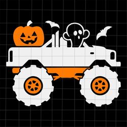 Ghost Pumpkin Riding Monster Truck Svg, Kids Boy Halloween Svg, Monster Truck Halloween Svg, Ghost Pumpkin Halloween Svg