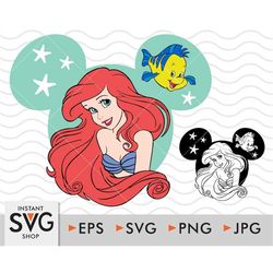 LAYERED SVG, Drawing Png Jpg Eps svg files for cricut svg Princess Svg Mermaid Svg  for cricut sublimation Instant Downl