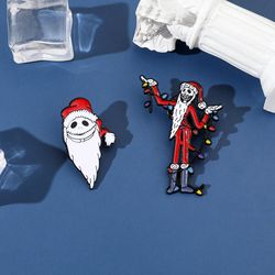 Disney The Nightmare Before Christmas Enamel Pins Jack Skellington Santa Claus Brooch for Backpack Badge Accessories