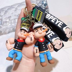 Anime Popeye Sailor Keychain Cartoon Figure Popeye Doll Pendant Key Chain Bag Car Keyring llaveros Jewelry