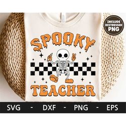 Spooky Teacher svg, Halloween Teacher Shirt, Skeleton svg, Halloween svg, Retro svg, Funny Halloween png, svg file for c