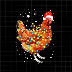 Chicken Tree Xmas Png, Chicken Light Xmas Png, Chicken Christmas Lights With Santa Hat Xmas Png, Chicken Christmas Png