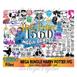 1560 Harry Potter Mega Bundle Svg, Harry Potter Svg, Hogwarts Svg