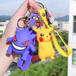 Pokemon Action Figure Pikachu Gengar Squirtle Pichu Jigglypuff Marill Keychain Pokemon Bag Keyring