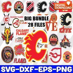 Bundle 27 Files Calgary Flames Hockey Team Svg, Calgary Flames svg, NHL Svg, NHL Svg, Png, Dxf, Eps, Instant Download