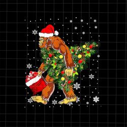 Bigfoot Carrying Christmas Tree Png, Bigfoot Christmas Tree Png, Bigfoot Xmas Tree Png, Bigfoot Santa Hat Png