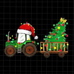 Farm Tractor Tree Lights Christmas Png, Farm Tractor Xmas Tree Png, Farm Tractor Christmas Png, Farm Tractor Santa Claus