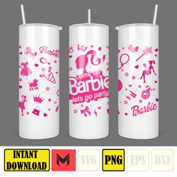 Come On Barbie 16oz Libbey Glass Can Wrap, Lets Go Party 16oz Libbey Glass Can Wrap, Barbi Doll 16oz Libbey Glass Can Wr