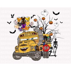 Halloween Truck Png, Yellow Truck Png, Halloween Masquerade Png, Trick Or Treat Png, Fall Png, Spooky Vibes Png, Hallowe