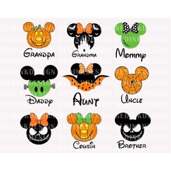 Halloween Mouse Head SVG Bundle, Happy Halloween Svg, Halloween Pumpkin Svg, Halloween Svg, Spooky Season Svg, Family Ma