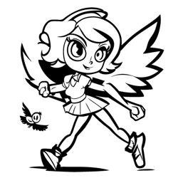 Black and White Coloring of a Girl Named Luz from Owl House 1