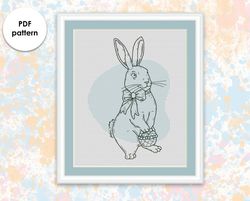 Easter cross stitch pattern ES004 blackwork embroidery - holidays cross stitch pattern, rabbit xstitch chart PDF