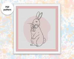 Easter cross stitch pattern ES005 blackwork embroidery - holidays cross stitch pattern, rabbit xstitch chart PDF