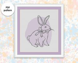 Easter cross stitch pattern ES006 blackwork embroidery - holidays cross stitch pattern, rabbit xstitch chart PDF
