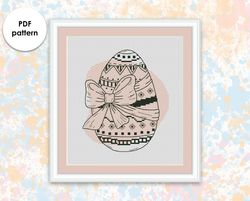 Easter cross stitch pattern ES008 blackwork embroidery - holidays cross stitch pattern, chiken egg xstitch chart PDF