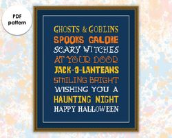 Halloween cross stitch pattern HW001 lettering - holidays cross stitch pattern, xstitch chart PDF, instant download