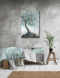 Relief acrylic painting on canvas textured painting tree modern wall art