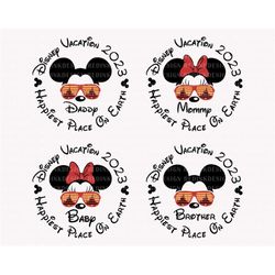Bundle Happiest Place On Earth Svg, Family Vacation 2023 Svg, Family Trip 2023 Svg, Magical Kingdom Svg, Mouse Head Svg,