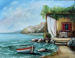 seascape, oil painting. interesting painting for interior decoration.