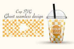 checkered ghost, ghost svg, can glass svg, coffee glass, 16oz can glass, can glass wrap