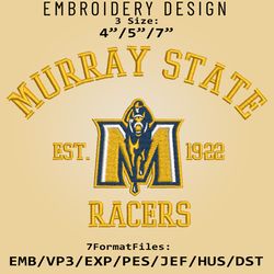 Murray State Racers embroidery design, NCAA Logo Embroidery Files, NCAA Racers, Machine Embroidery Pattern