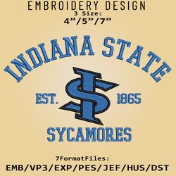 Indiana State Sycamores embroidery design, NCAA Logo Embroidery Files, NCAA Sycamores, Machine Embroidery Pattern