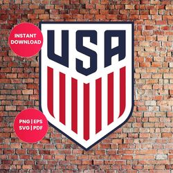 Us Mens soccer, Insignia del equipo nacional soccer USA / versiones: color, blanco y negro / Svg, Png, Pdf, Eps
