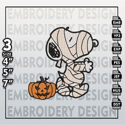 Halloween Machine Embroidery Pattern, Mummy Snoopy Embroidery files, Spooky Season Embroidery Designs