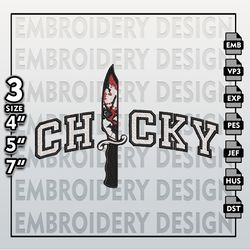 Halloween Machine Embroidery Pattern, Chucky In Knife Embroidery files, Horror Characters Embroidery Designs