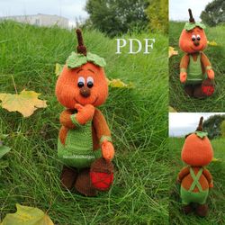 Digital Download Pumpkin doll pattern Mr. Pumpkin with a Lantern Halloween knitting pattern Easy Amigurumi doll pattern