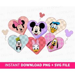 Retro Mouse and Friends Svg, Checkered Heart Friends, Best Friends Svg, Family Vacation Svg, Family Trip 2023 Svg, Png F