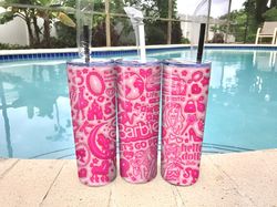 Come On Barbie Inflated Tumbler Wrap PNG, Lets Go Party Inflated Tumbler PNG, Barbi Doll Skinny Tumbler PNG.