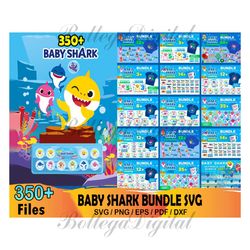 350 Baby Shark Svg Bundle, Shark Family Svg, Baby Shark Themed