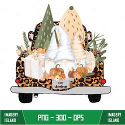 Merry Christmas - Fall Y'all Truck Gnome Pumpkin Leopard, Western Gnomes Png, Digital Download
