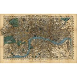 London Map Historic England 1860 Restoration Decor Style Old London Wall Map Vintage Map Of London poster print English